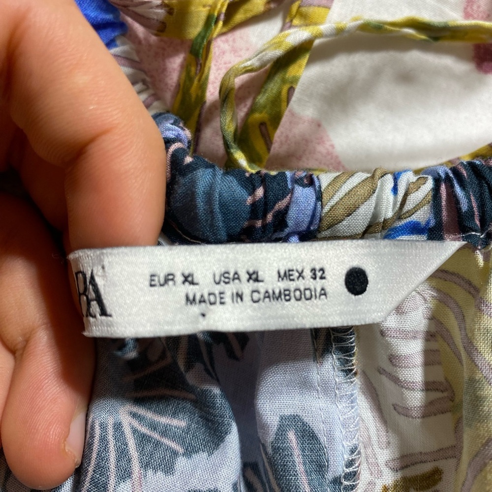 Zara Halter High Low Backless Flowy Floral Beachy Lightweight Mini Dress Size XL - Picture 12 of 13